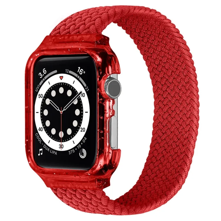 Weave Wrist Strap Watch Bands with Frame For Apple Watch Series 9&8&7 41mm / SE 3&SE 2&6&SE&5&4 40mm / 3&2&1 38mm, Length:145mm(Red)