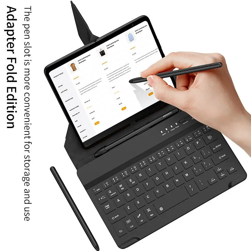 Wireless Bluetooth Keyboard Leather Case With Folding Flip Stand With Pen Slot For Pixel Fold