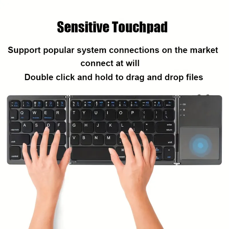 Wireless Folding Keyboard Keyboard With Touchpad For Windows, Android, IOS, Phone, Multi-Function Button Mini Keyboard