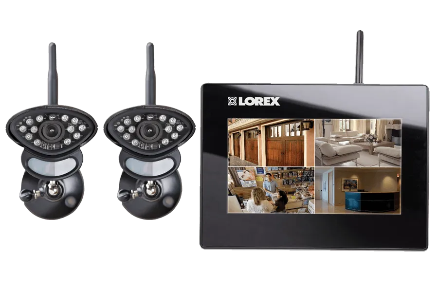 Wireless home camera system with 2 wireless cameras, 7 inch monitor