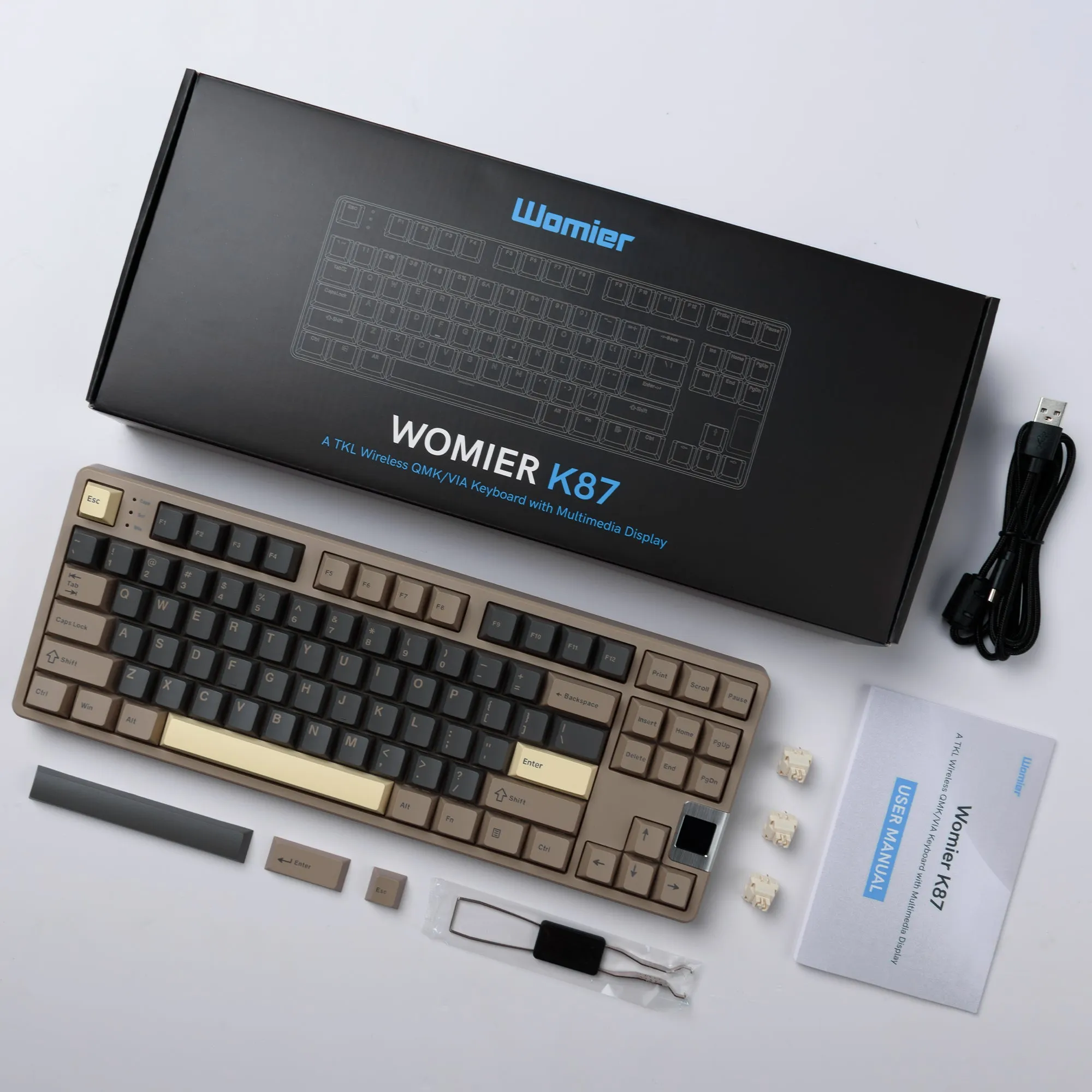 Womier QK87 TKL QMK/VIA Support Wireless Keyboard with Multimedia Display