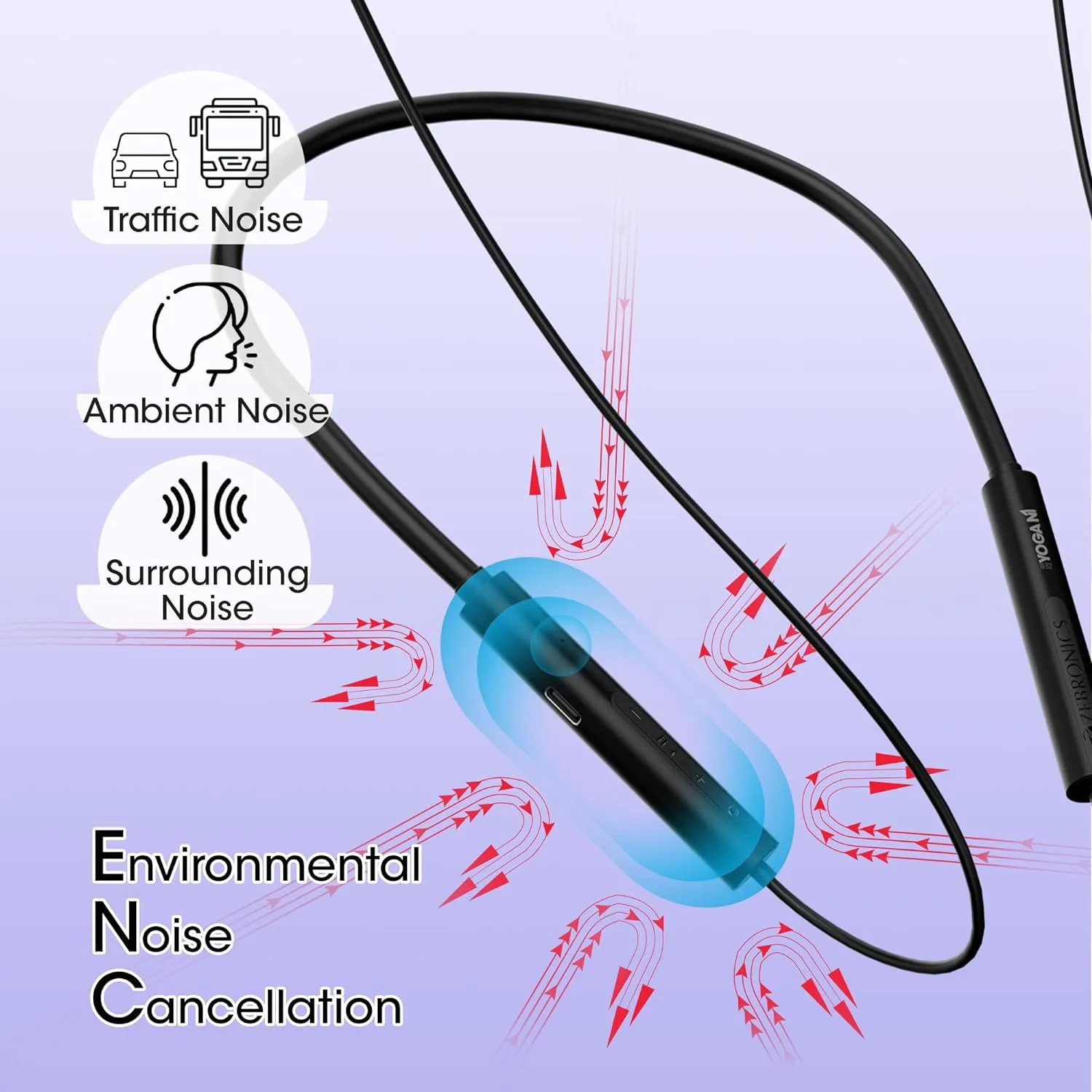 Zebronics Zeb Yoga N1 Wireless in Ear Neckband with 50ms Low Latency Gaming Mode, 20H Backup, Voice Assistant, Splash Proof, BT v5.2, Type C, Dual Pairing and Call Function (Blue)