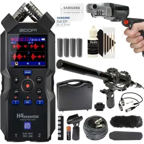 Zoom H4essential 4-Track Handy Recorder with VidPro 1" Pro Shotgun Microphone Kit